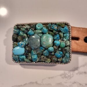 Western P Diamond "Krazy Cow" Women's Leather Belt w/ Beautiful Belt Buckle!